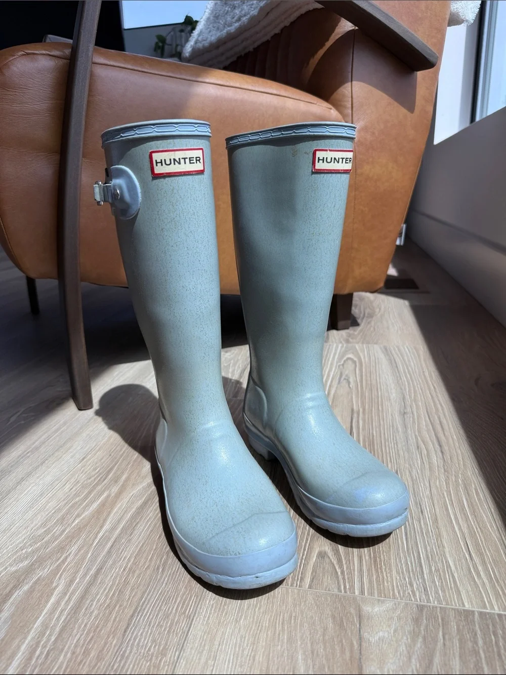 Hunter Girls Light blue Sparkly Rain Boot